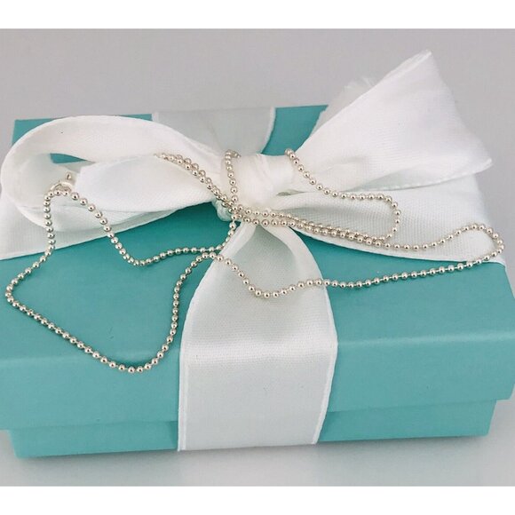 Tiffany & Co 18” Bead Chain Necklace 1mm Classic in Sterling Silver - Picture 2 of 6